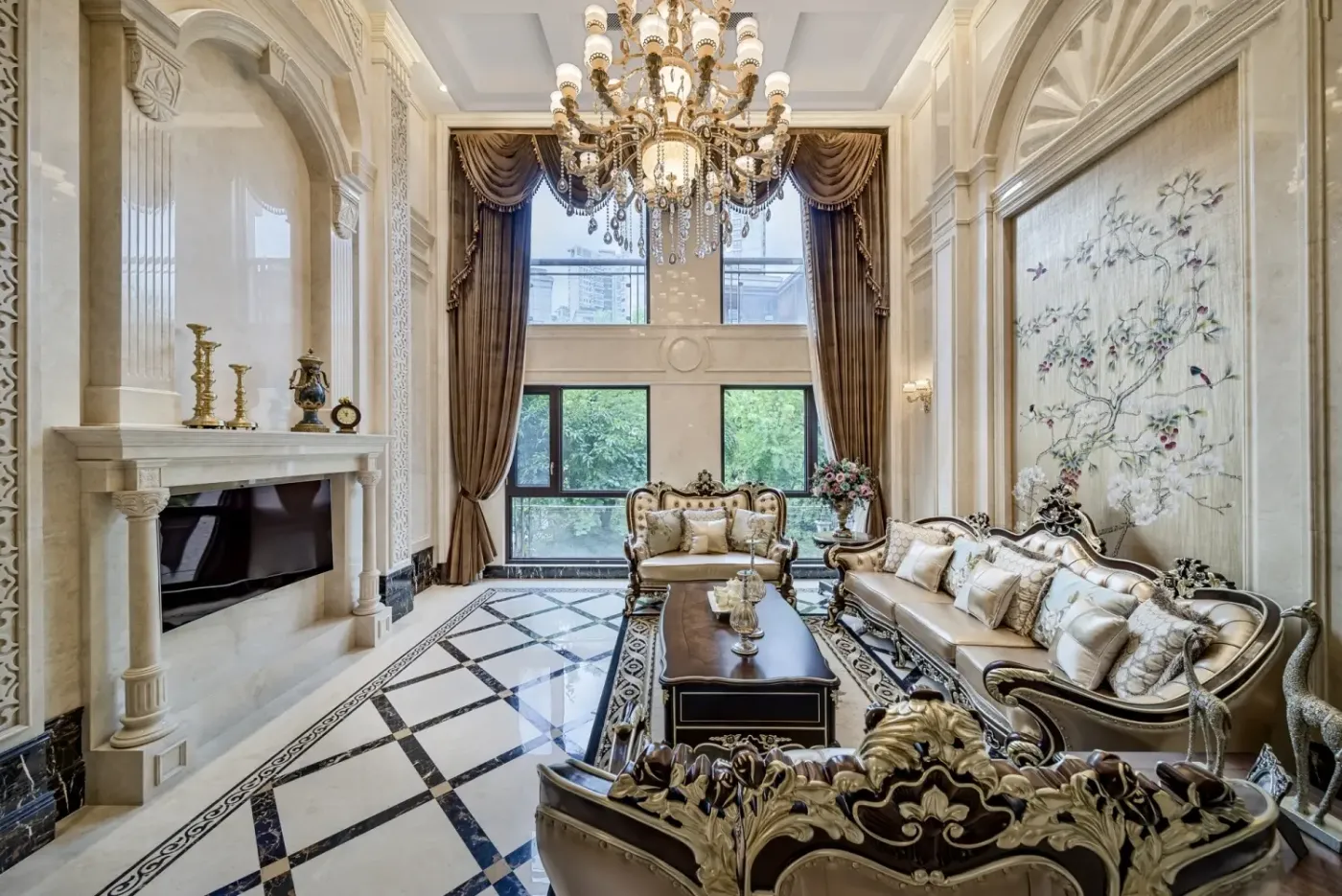 套图上海棕榈泉800平别墅项目装修完工实景展示